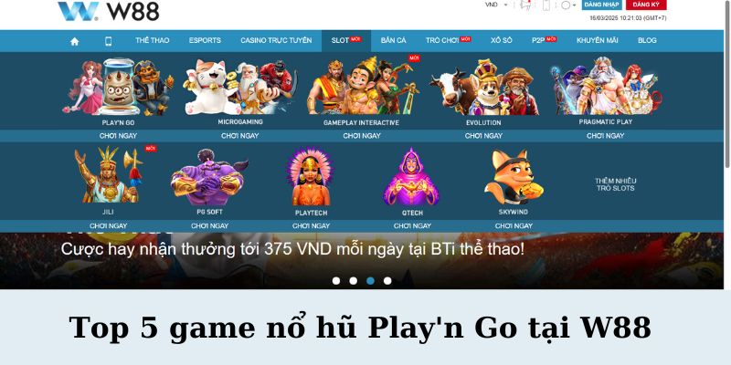 Thuong 50 khi gui tien qua USDT tai W88 1 - Top 5 Game Nổ Hũ Play'n Go Tại W88 – Cơ Hội Trúng Thưởng Đỉnh Cao